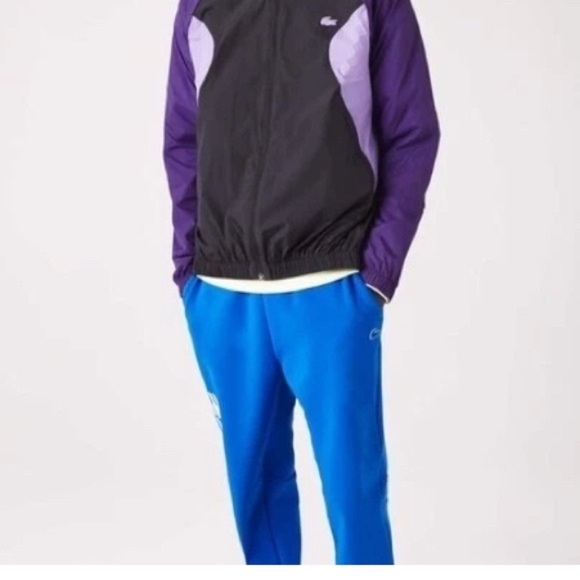 Lacoste Colorblock Windbreaker Jacket Purple Black Hooded Size 52 Size M/L - Picture 6 of 6